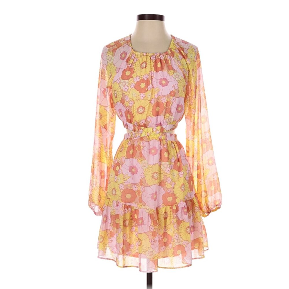 Steve Madden Women's" Retro Cadi" Open Back Mini Dress In Pink Multi - X-Small - Picture 3 of 12